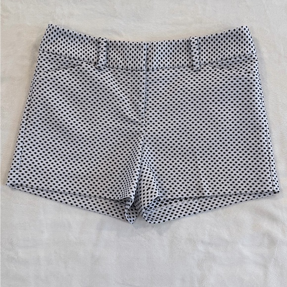 Ann Taylor Pants - Ann Taylor Signature Navy Polka Dot White Shorts Size 12 Textured Dress Shorts